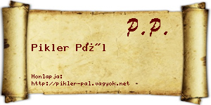 Pikler Pál névjegykártya